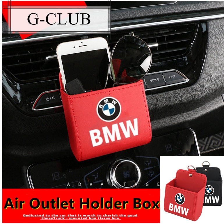 (G-CLUB) Tas Penyimpanan Kunci / Kacamata / Handphone Bahan Kulit Untuk Ventilasi Ac Mobil BMW E30 / E46 / E90 / F30 / F25 / F10 / F60 / E70 / E20 / X3 / X60 / G3 / X70 / GS