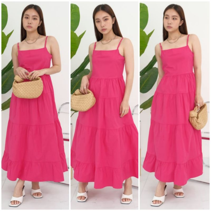 ❣️ SPECIAL PRICE ♡ PREMIUM ♡ ORIGINAL ! ALLICE VINTAGE PLAIN ADJUSTABLE TANK LAYER MAXI DRESS OVERALL OUTER ( HIJAB FRIENDLY )