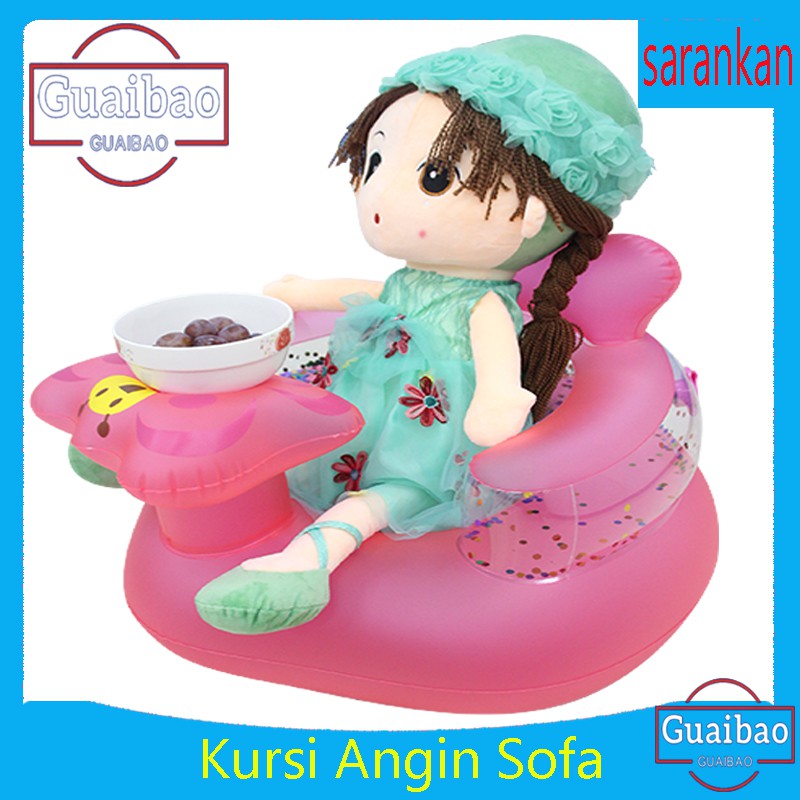 stroberi Kursi Sofa Tiup Tempat Duduk Bayi Balon Motif Binatang Infant Seat -Cocok buat anak bayi untuk mandi/ kursi sofa angin bahan pvc / sofa angin anak karakter//sofa angin portable /1 2 3 tahun  untuk Belajar Duduk dan Makan