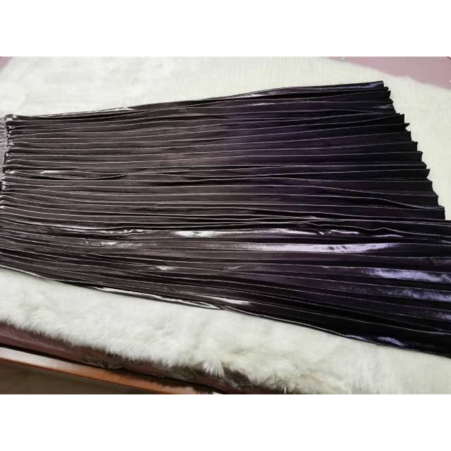 ( Bisa COD ) Rok Bludru velvet Super Gradasi/motif zigzag import Korea(panjang 90cm)-COKLAT GRADASI PJG