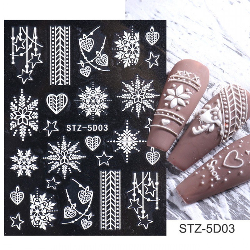 [ 1Pc 5D Winter Snowflower Nails Sticker  Art Decorations Nail Makeup Tools for Girls ]