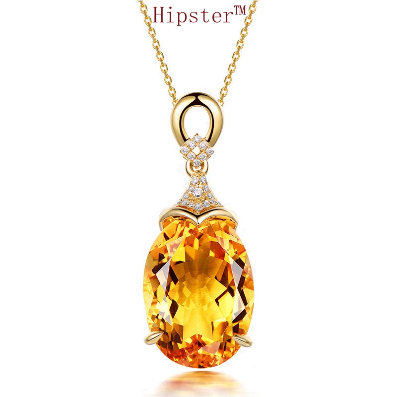 Popular Natural Citrine 18K Gold Pendant Fashion Necklace