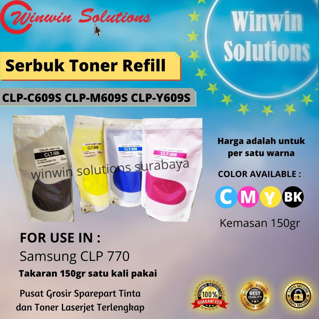 Serbuk Toner Refill 150gram CLP-C609S CLP-M609S CLP-Y609S Samsung CLP 770