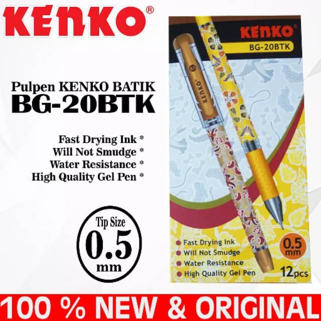 

1 lusin pulpen gel batik kenko BG-20