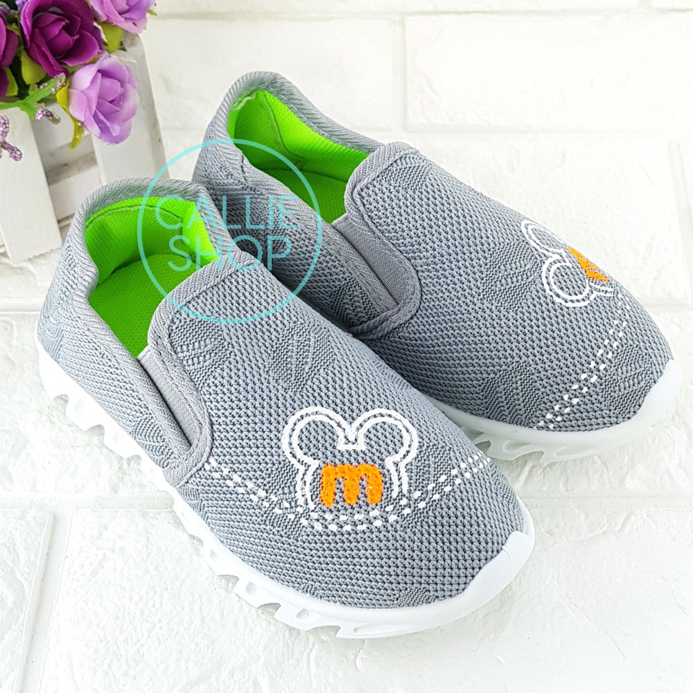 Sepatu Fashion Import Sport Anak Cowok Model Slip On Sol Karet Untuk Usia 2 3 4 5 Tahun