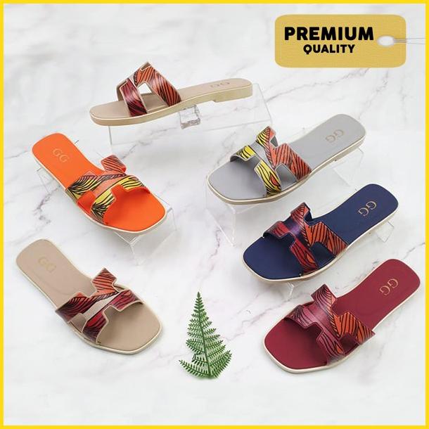 [Premium] Sandal Teplek H Wanita Motif Loreng Sandal Selop H