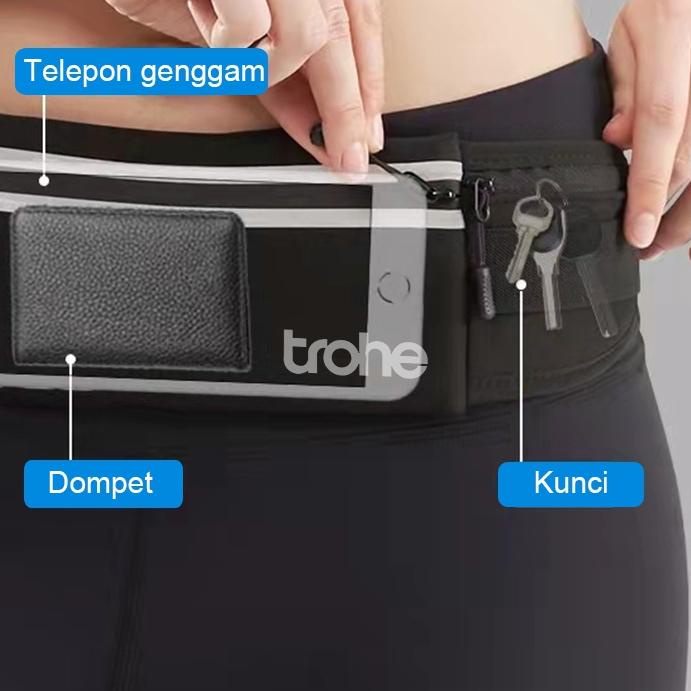 Trohe Running Belt Waterproof Tas Pinggang Olahraga / Go Belt Tas Olahraga Fitness Running Sport Bel