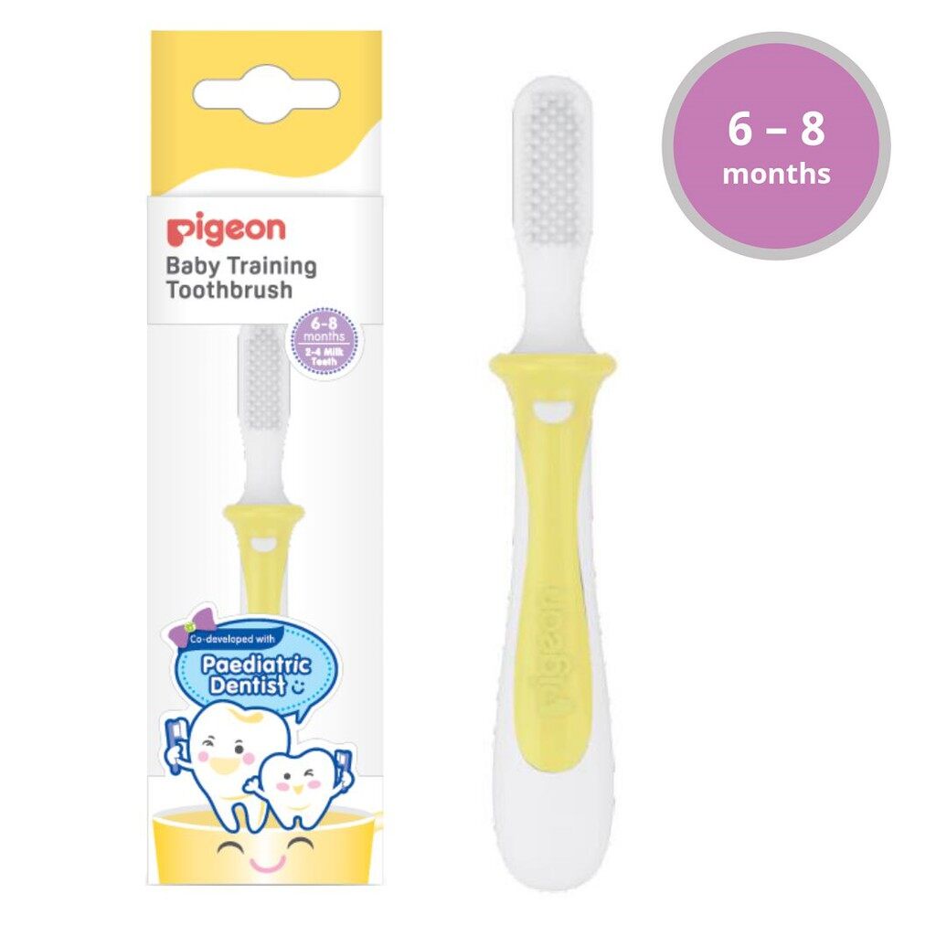 Sikat Gigi Pigeon Training Toothbrush Bayi Lesson 1 Untuk Usia 6-8 bulan YELLOW