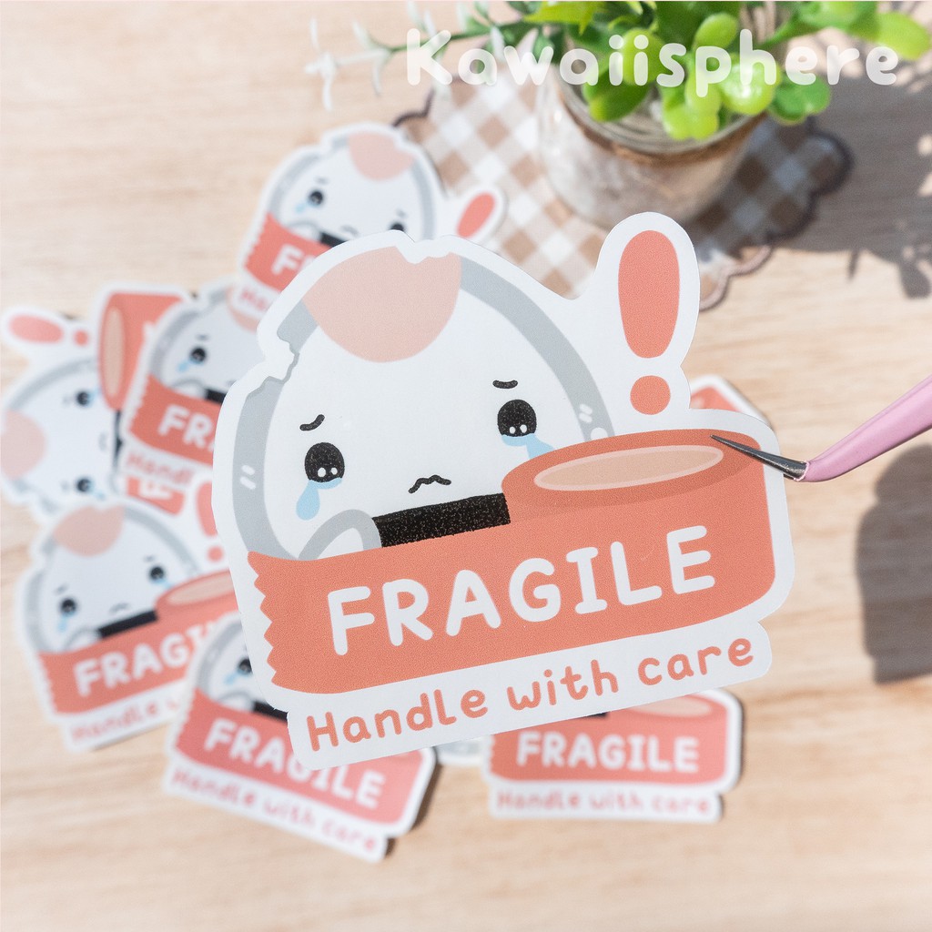 

Onigiri Fragile (Economy Pack set 5 pcs) | Sticker Barang Pecah Belah / Stiker Paket Mudah Pecah