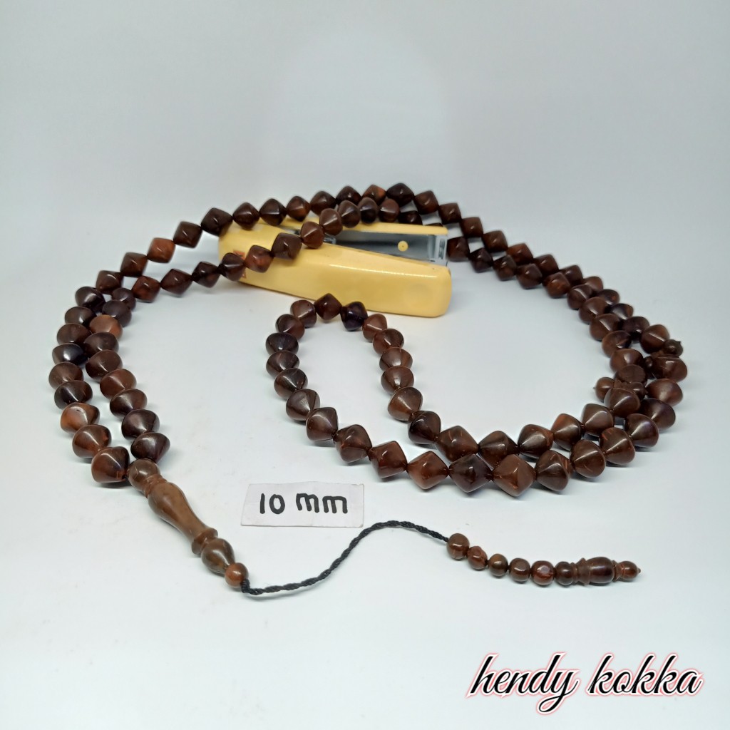 Tasbih Kokka kaukah 99 wajik polos  10 mm coklat