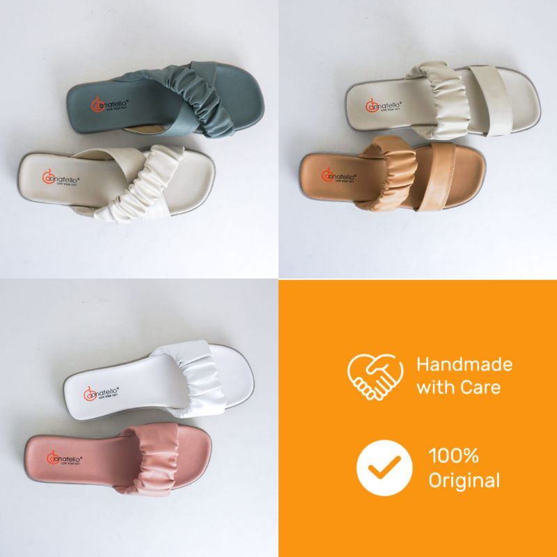 Donatello Sz. 36-40 Sandal Slip On Wanita Kerut | OI613901 / OI613902 / OI613903