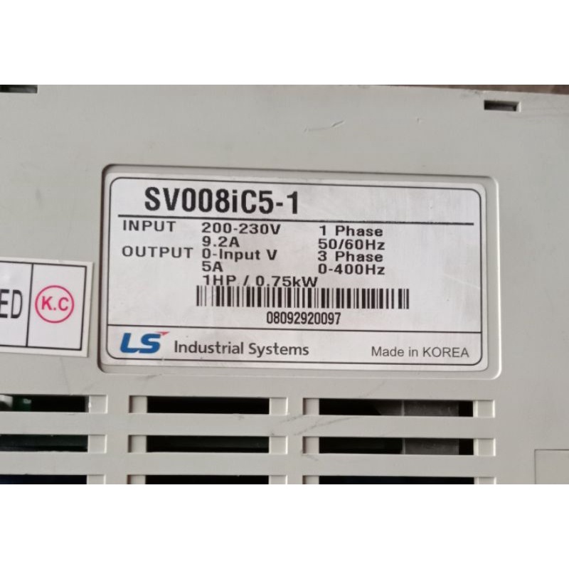 INVERTER LS SV008iC5 0.75KW 1HP SINGLE PHASE