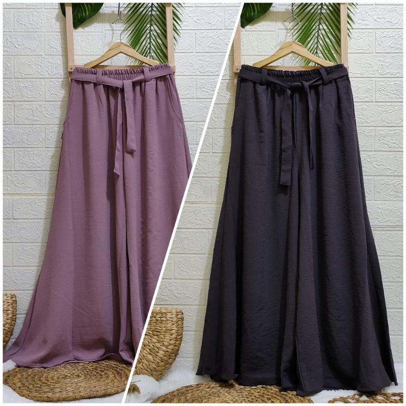 Kulot lebar bahan crinkle / celana kulot santai kuliah cringkle / kulot jumbo wanita