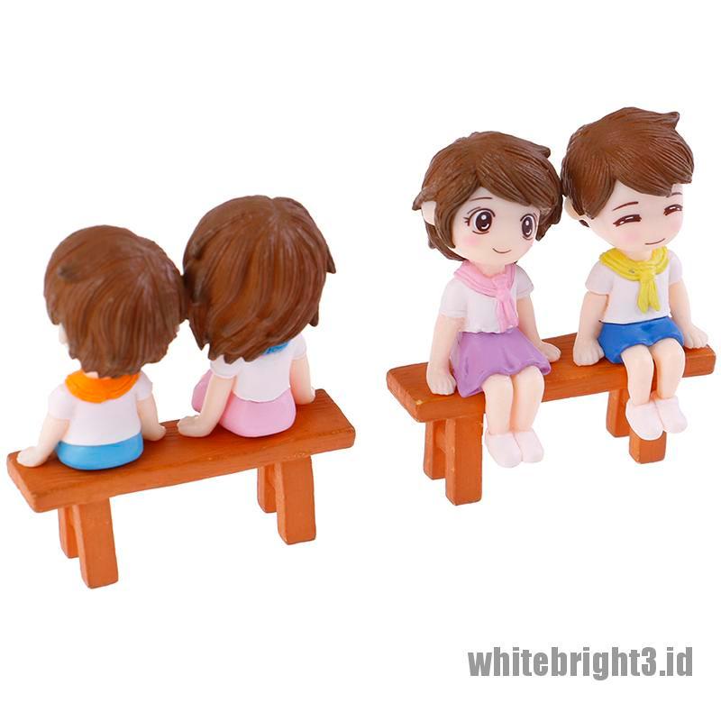 (white3) 1 Set Miniatur Pasangan Kekasih DIY Untuk Dekorasi Taman