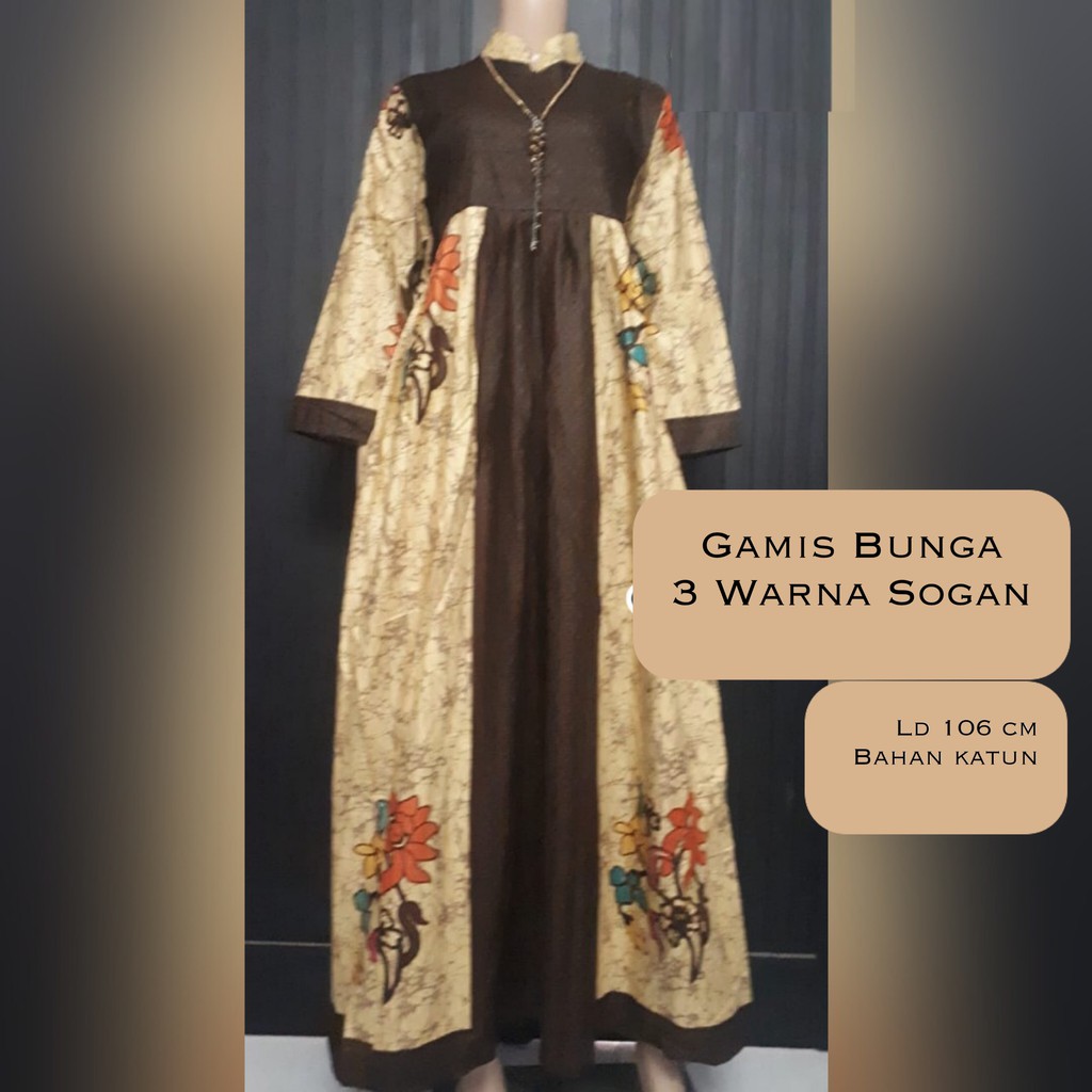 Gamis Bunga 3 Warna Sogan Muslim Maxi Pesta Kondangan