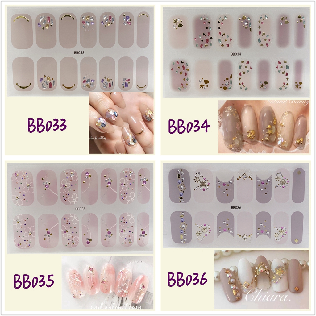 Stiker Kuku 3d Desain Berlian Mutiara Permata Warna-Warni Untuk Manicure Bb019-035