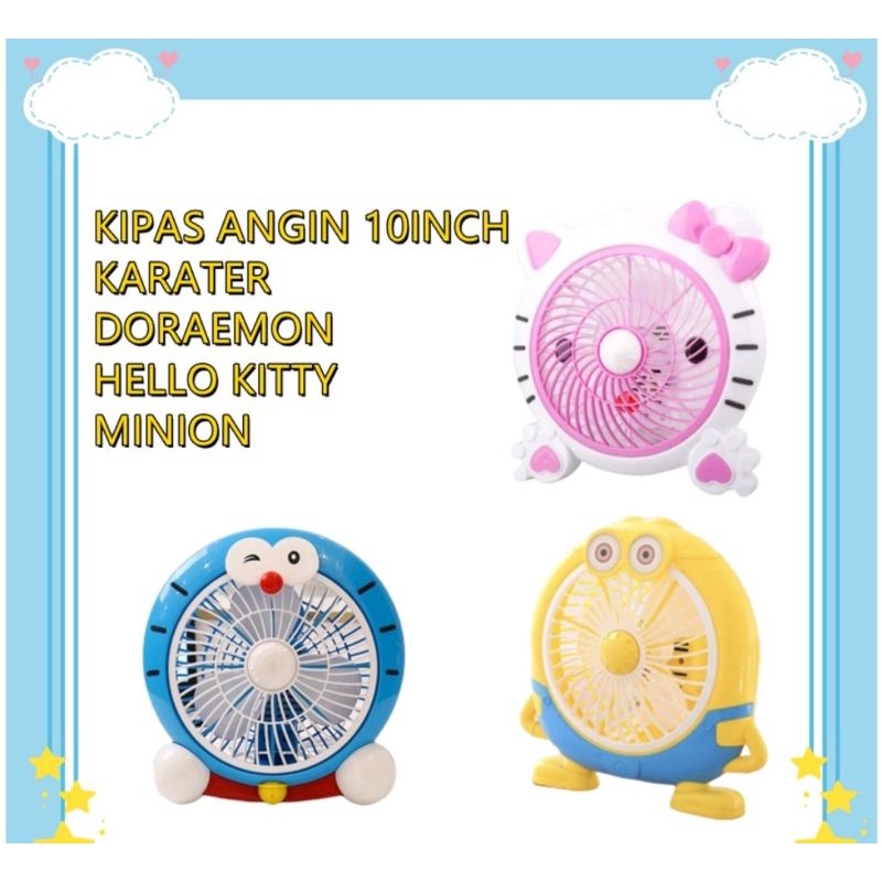 KIPAS ANGIN KARAKTER 10 INCH/KIPAS ANGIN AC MINI MEJA & KAMAR TIDUR KARAKTER 10 INCH (free bubble wr
