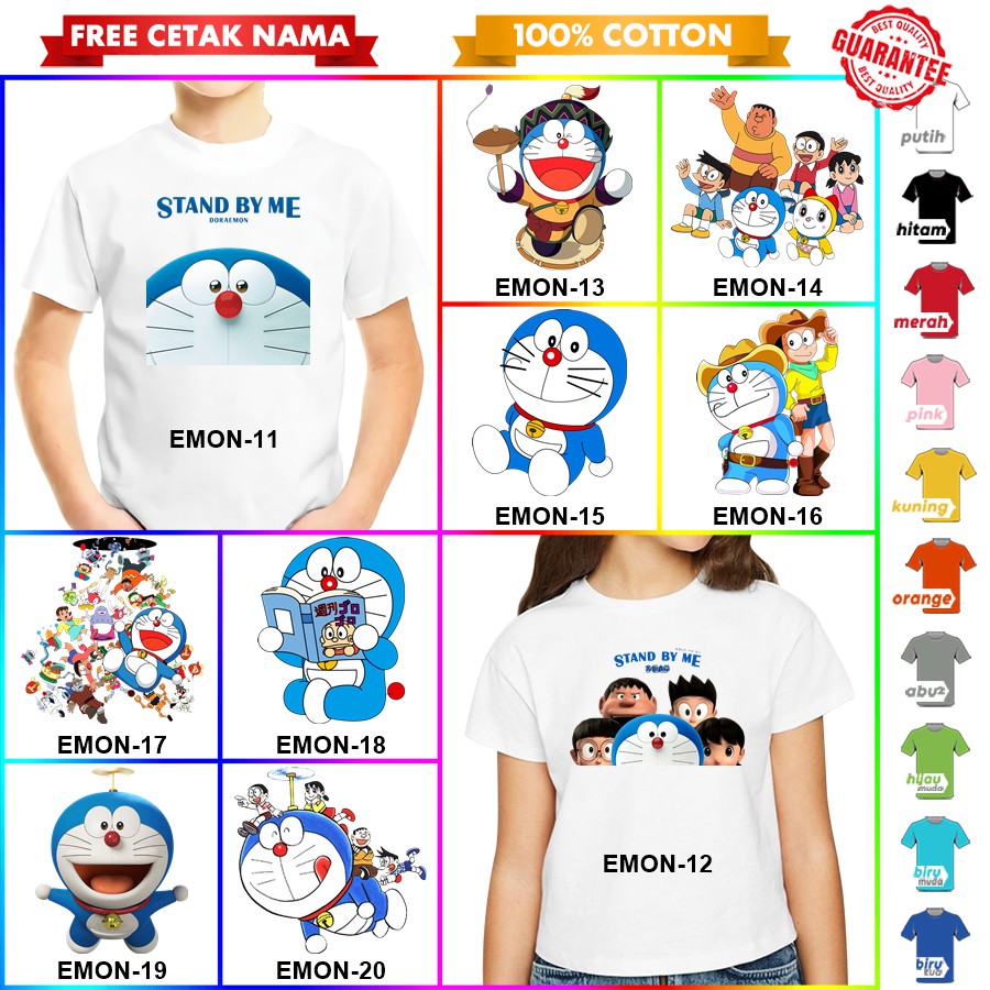 [FREE NAMA!!] Baju Kaos COUPLE  ANAK DAN DEWASA DORAEMON BANYAK MOTIF