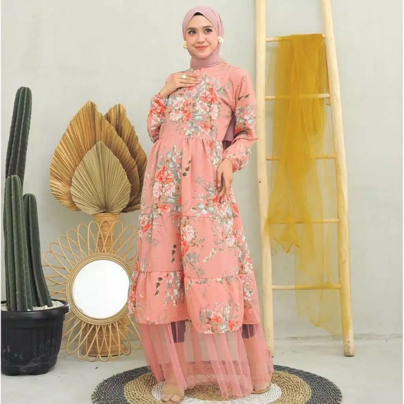 Jasmin maxi tile baju gamis pakaian wanita dress fashion muslim