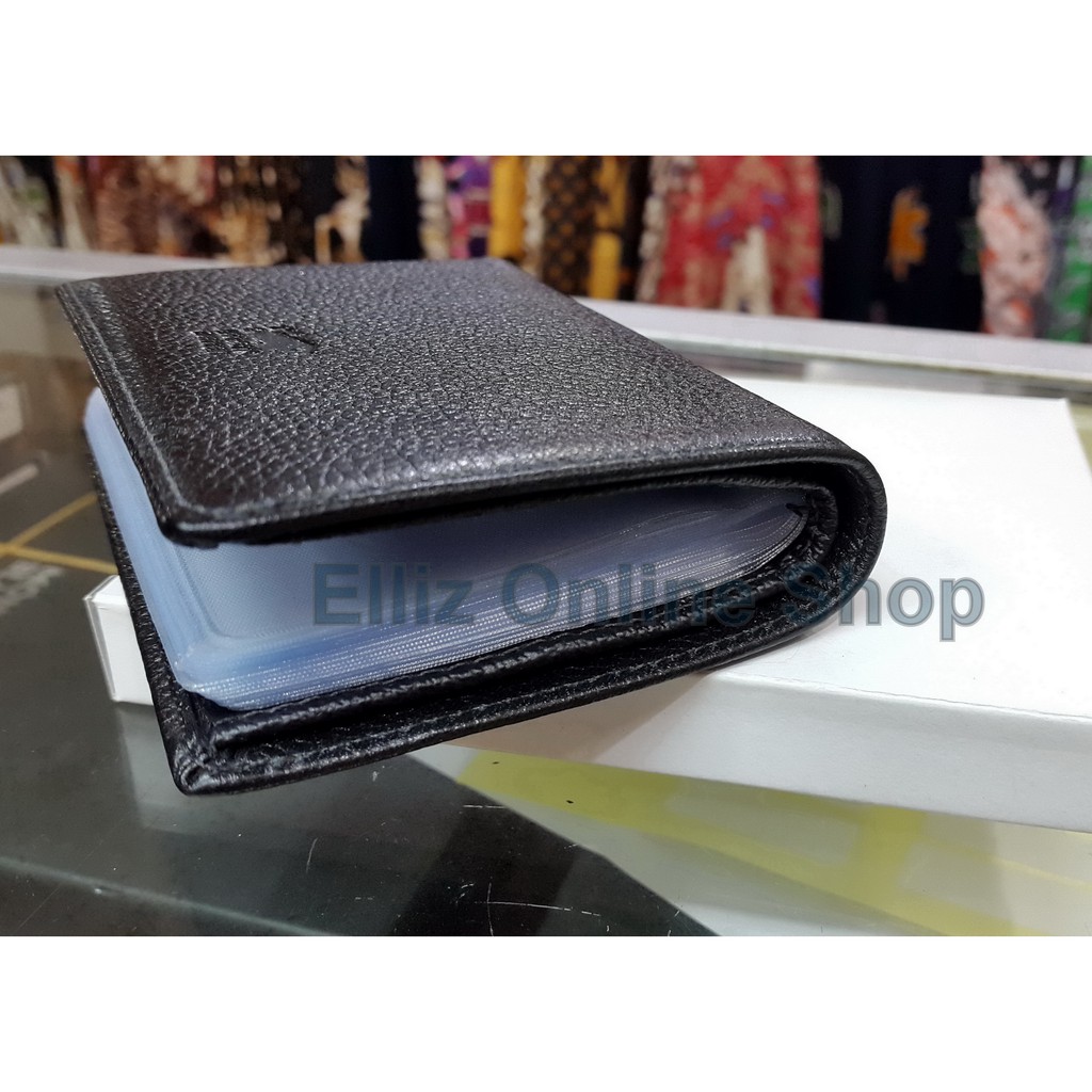 CARD HOLDER DOMPET KARTU KULIT BB 677 dengan Slot Uang Kertas - Hitam