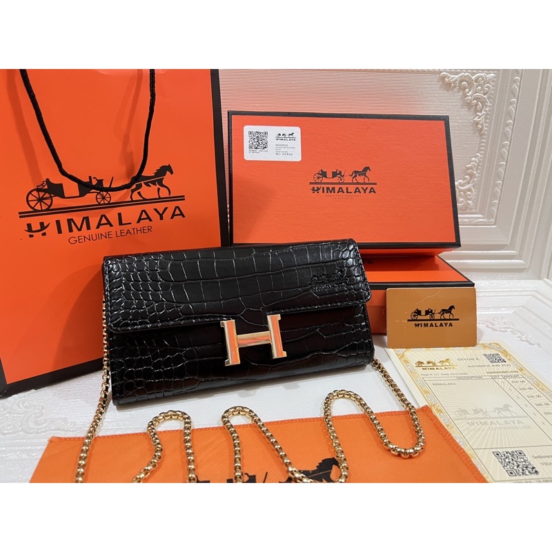 HIMALAYA-DOMPET WANITA HIMALAYA&quot; RANTAI &quot;CROCO, ADA BARCODE FULL EMBOS FREE BOX+PAPERBAG