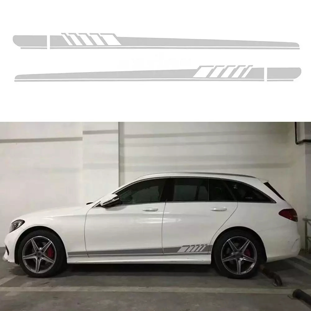 Diy Tahan Air Mewah Auto Vinyl Decal Dekorasi 2 Pcs Panjang PVC Reflektif Body Mobil Sisi Perekat Stiker Dekor
