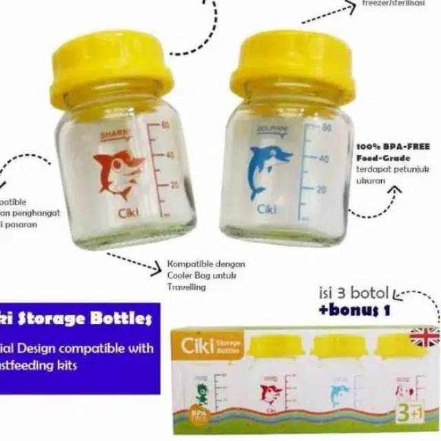 CIKI - STORAGE BOTTLE 60 Ml ISI 4 PCS / BOTOL ASI / FREE KANTONG ASI