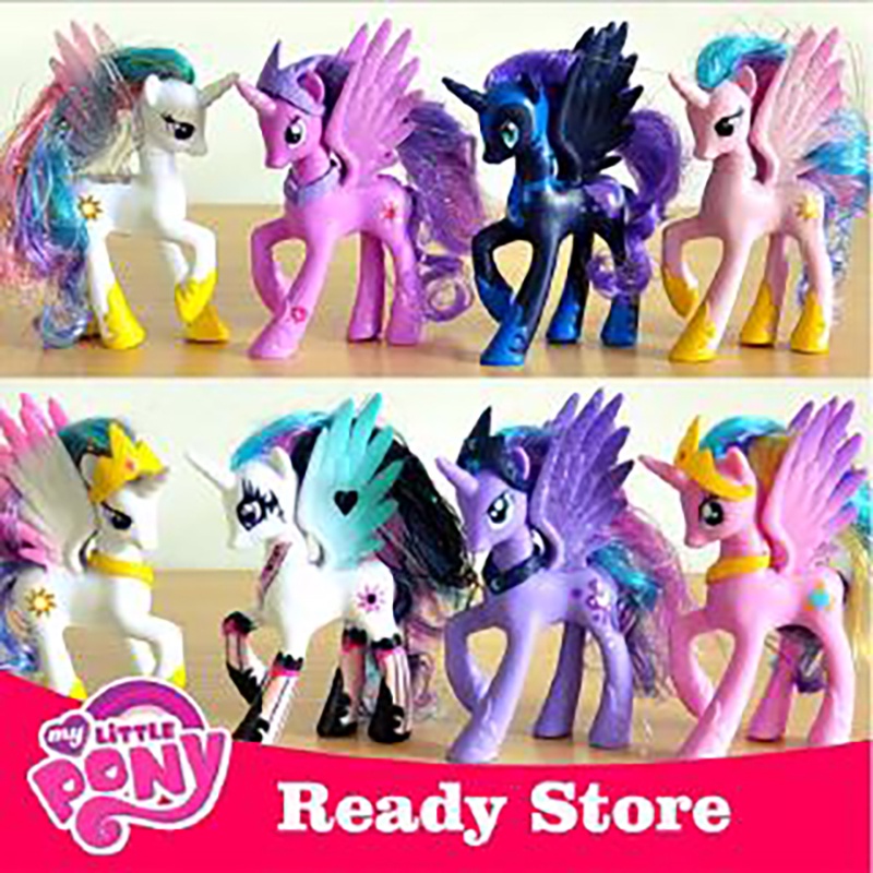 Mainan Action Figure Model Princess Celestia Luna Pinkie Pie Unicorn Pelangi Bahan PVC Ukuran 14cm Untuk Anak Perempuan