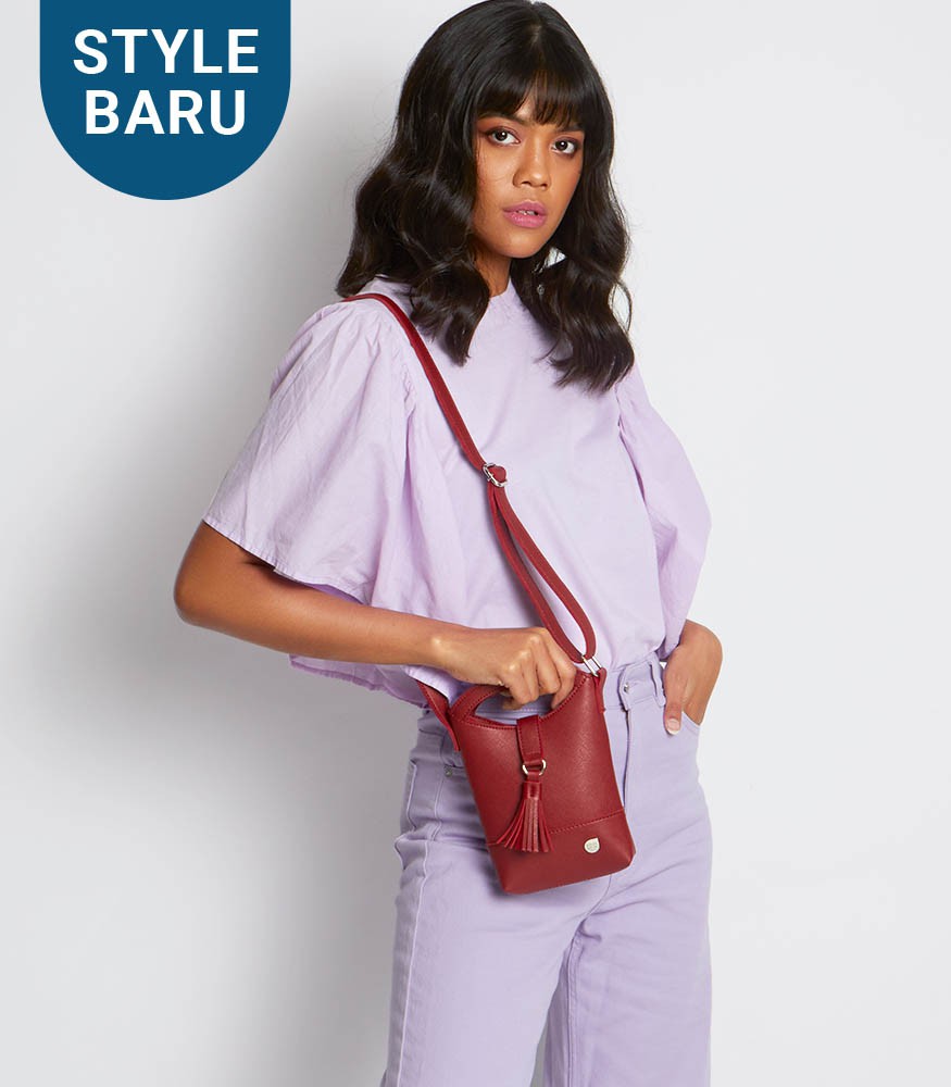 Tas Hp Brunbrun Paris QUELLINA MAROON BT7628M2 Selempang Wanita Ori Kualitas Terjamin