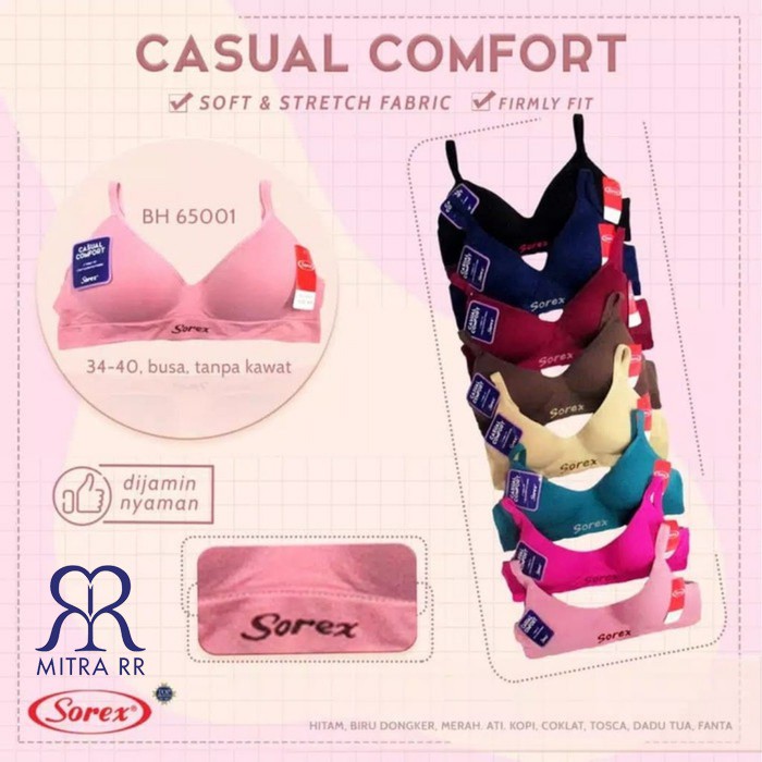 BH Sorex 65001 65003 Basic Polos Cantik Bra Tanpa Kawat