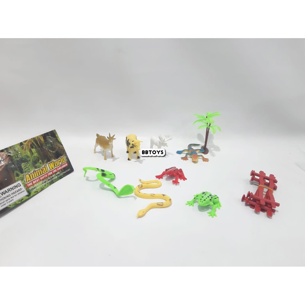 mainan set animal karet isi 13 pcs - miniatur binatang - 6955F