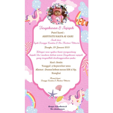 Jual undangan Tasyakuran/undangan aqiqah/akikah/undangan ulang tahun