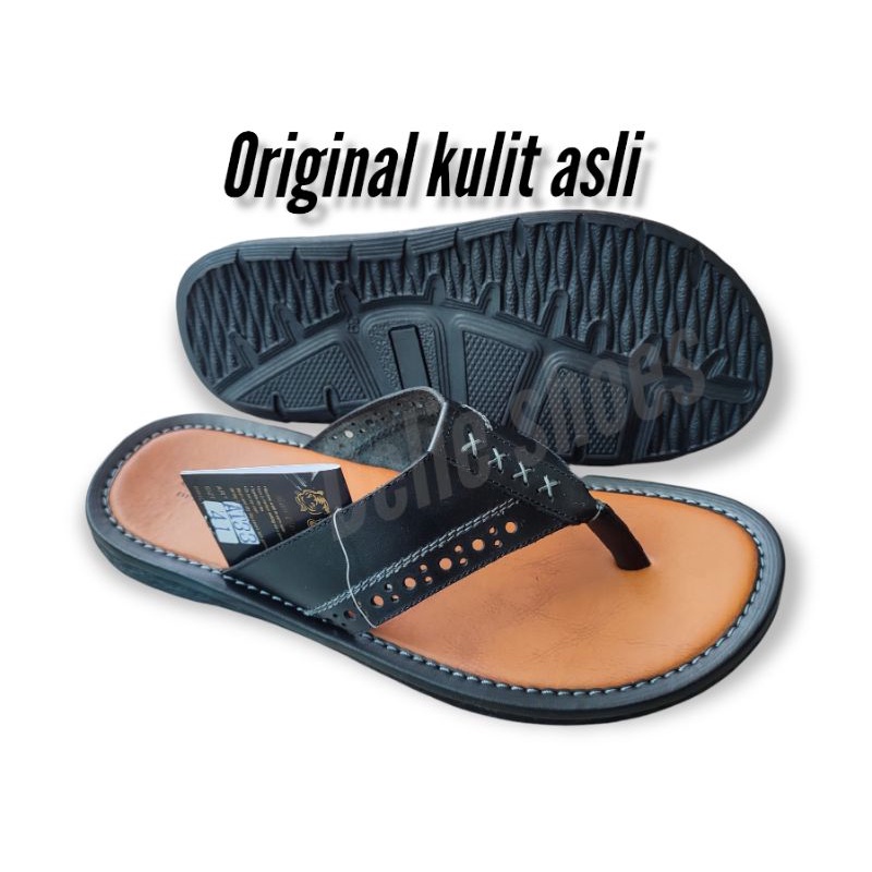 Sandal pria kulit berkualitas/sendal pria terbaru kekinian