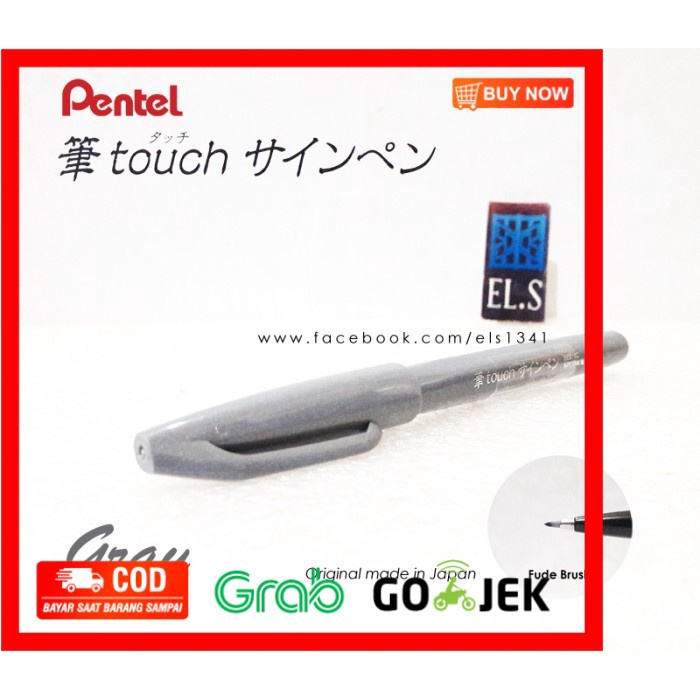 

(BISA COD) Pentel Touch Brush Pen Gray