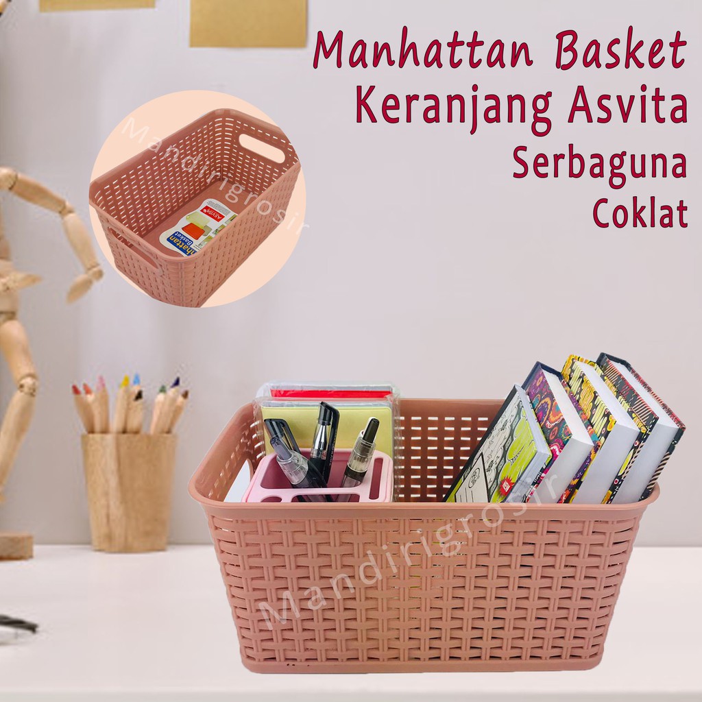 Keranjang Asvita 282*Keranjang Manhattan Basket*Serbaguna*Coklat