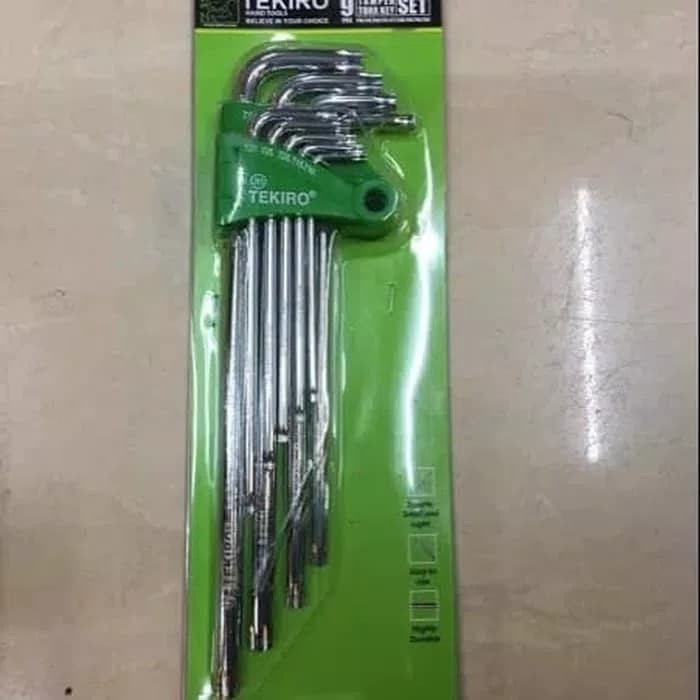 Tekiro Kunci L Set Tamper torx 9 pcs (lubang) panjang