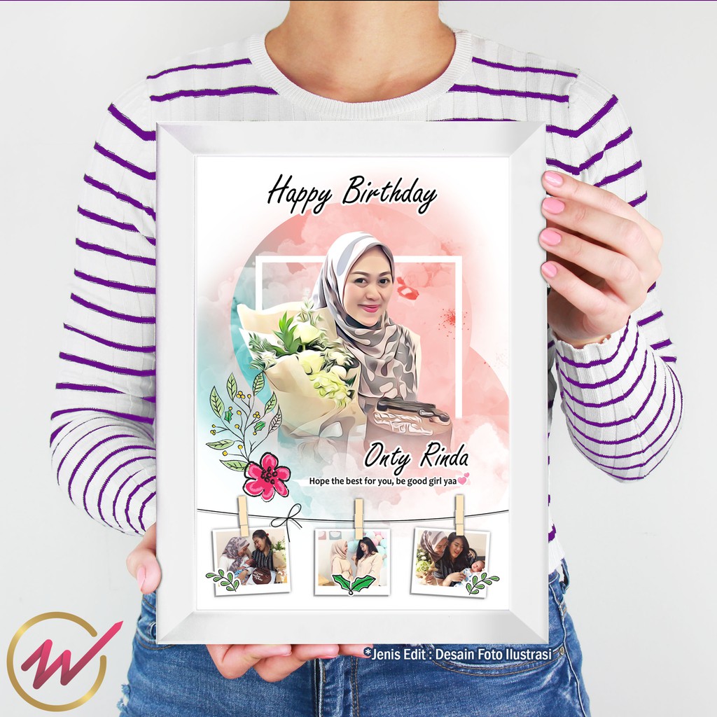 Kado custom foto  cetak dan bingkai 10Rp A4 Desain  foto  