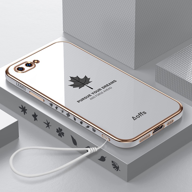 OPPO A3s a5 a12 a15 a15s a7 a16 a12 a5s soft case phone plating maple leaf mobile phone case for O0ab-3