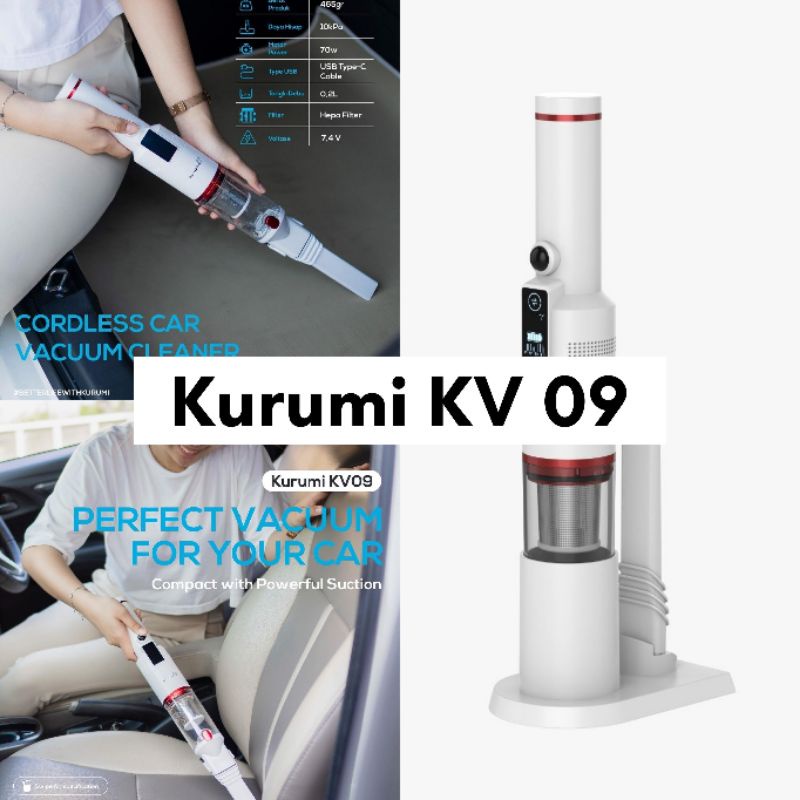 Kurumi KV09 KV 09 Cordless Car Vacuum Cleaner