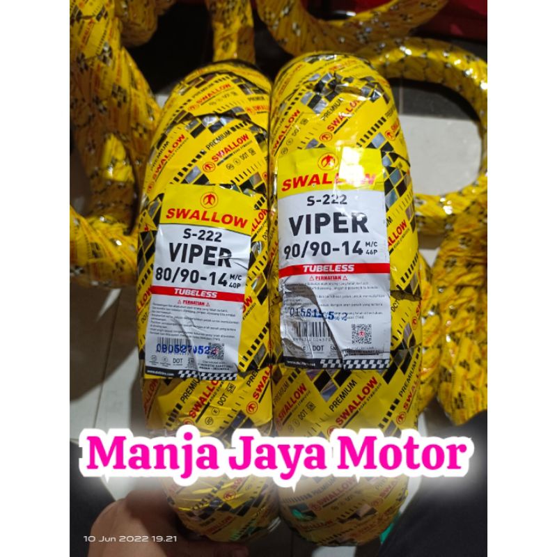 Paket Ban tubeless swallow viper 80/90-14 &amp; 90/90-14 for mio J/Mio m3/ Vario 125/150/110/beat/ F1/esp/pop