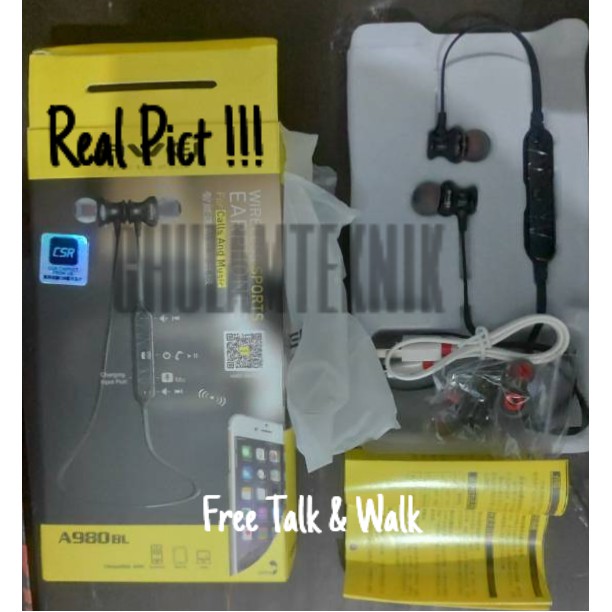 Headset BT Wireless Handsfree Headphone A980BL EXPLOSIVE BASS / headset bas / headset bluetooth bass