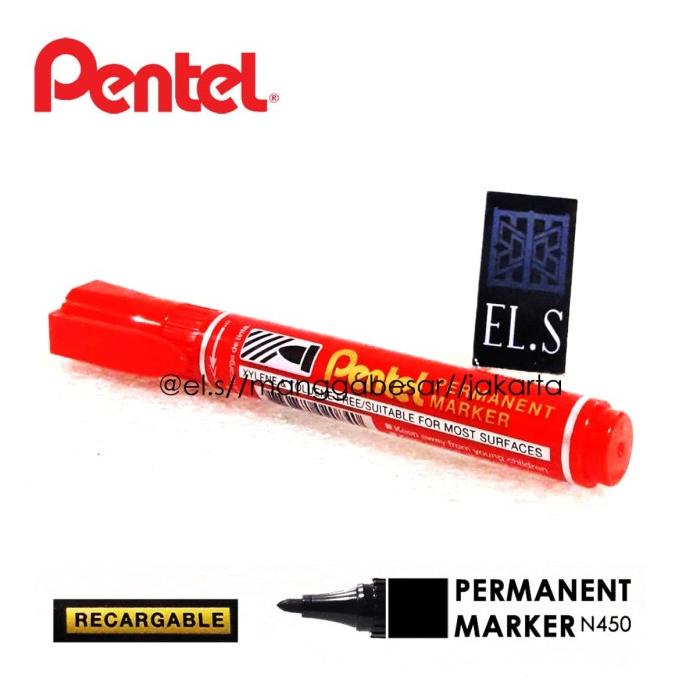 

Pentel Permanent Marker N450 Merah (Spidol Permanen)
