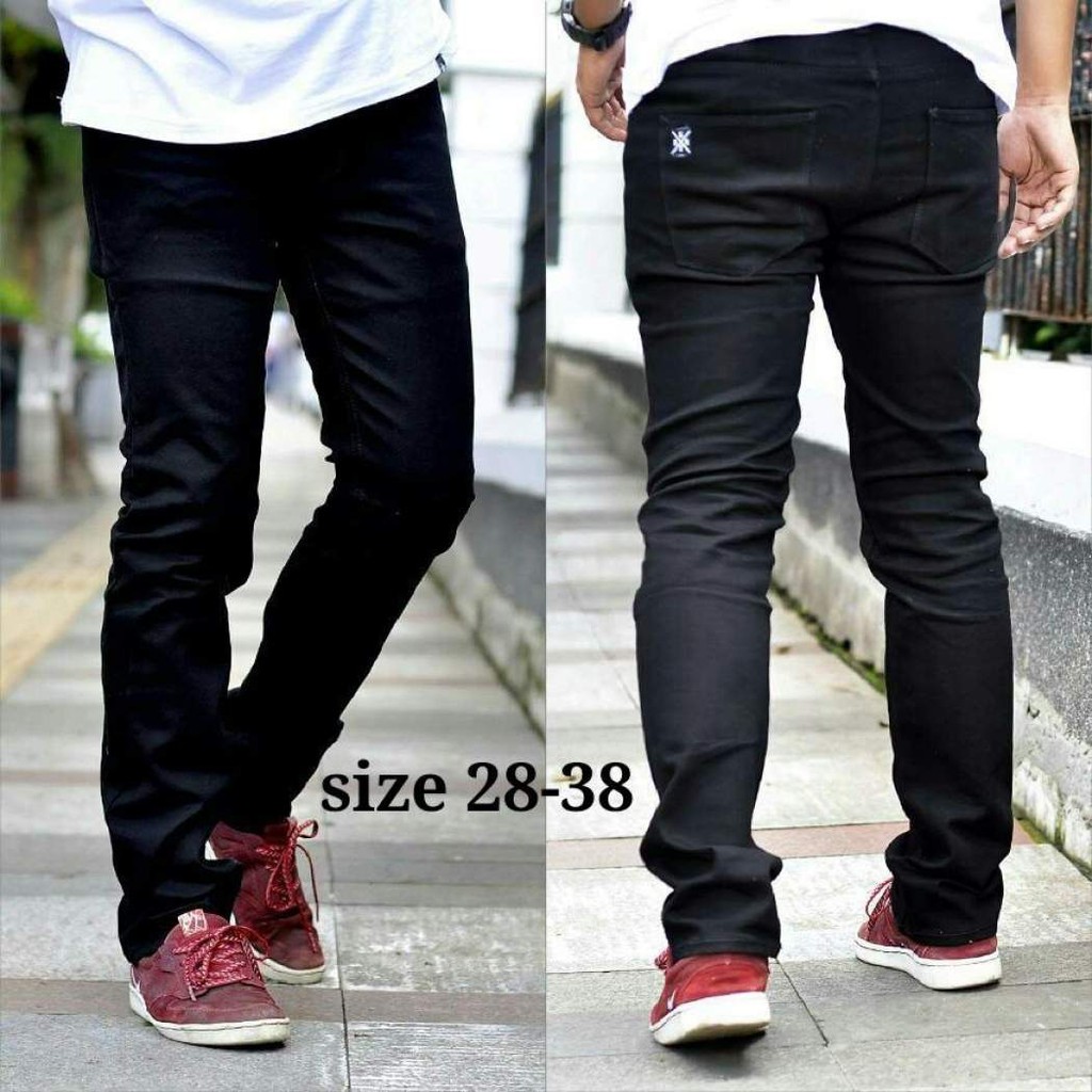 Celana jeans pria black panjang skinny/jeans panjang pria hitam pensil