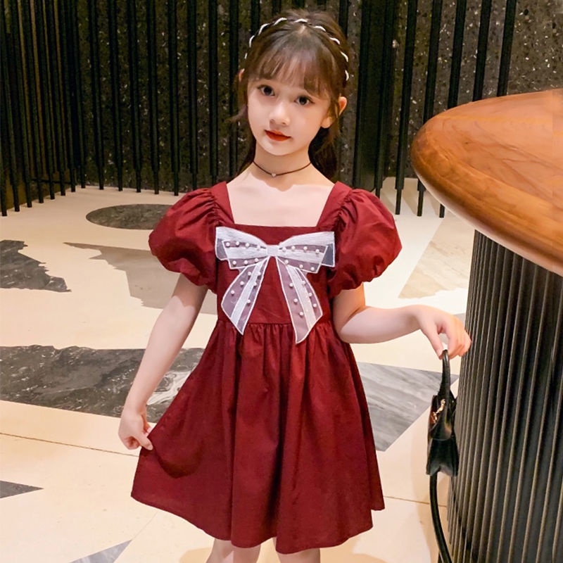 Meonky Official Shop Mantul Sale Baju Anak Cewek Korea Lengan Pendek Motif Dress Pita Renda Untuk anak usia sampai 6 Tahun Ke atas Simple dan Elegan ( G - 14 )-3