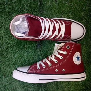 Supplier sepatu Allstar Classic Low Sepatu Sneakers Alstar Convers TINGGI Warna  PUTIH LIST Bahan Canvas