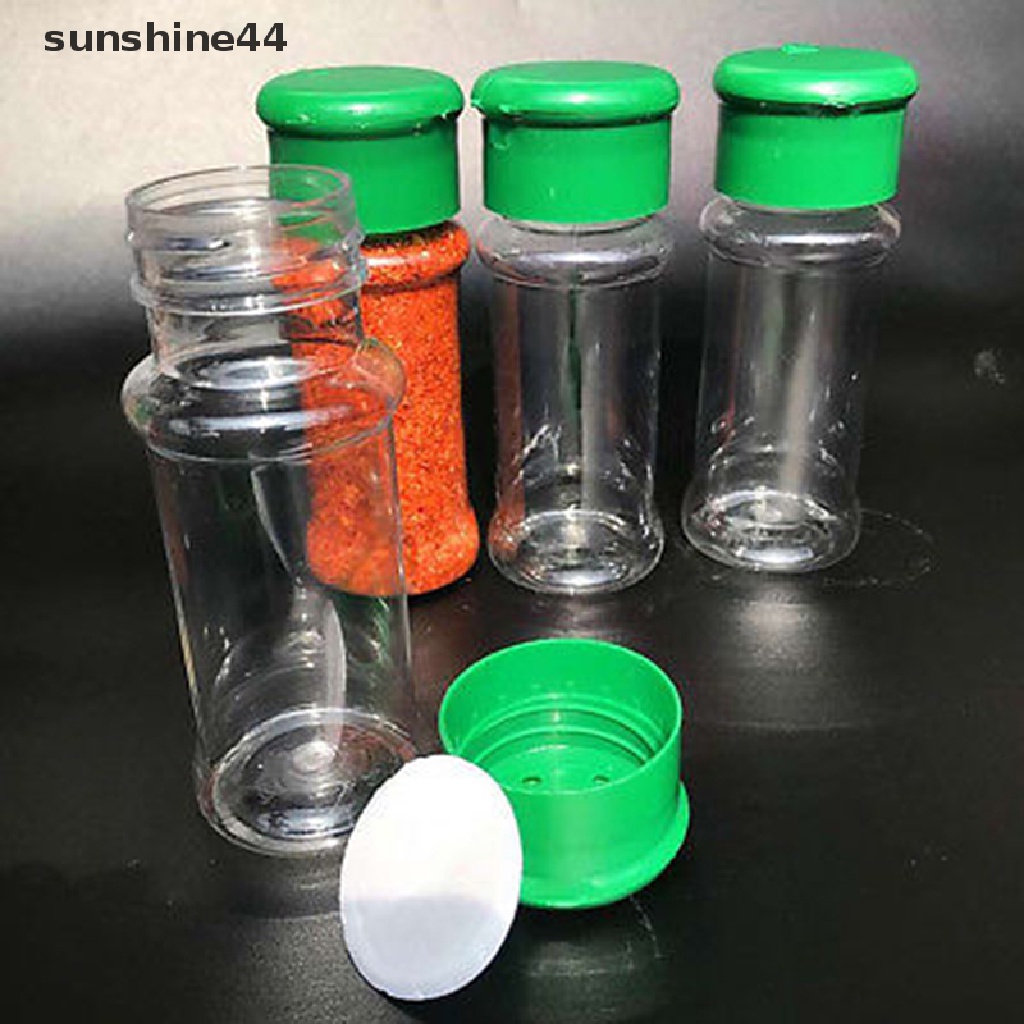 Sunshine 2pcs / Set Botol Plastik Transparan Untuk Merica / Garam / Minyak  .