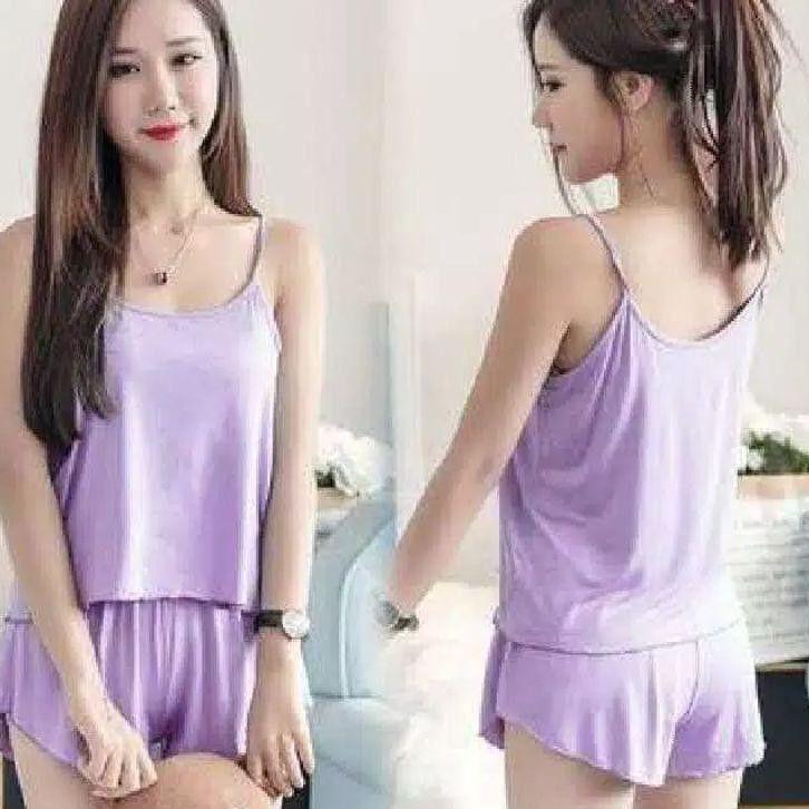 SETELAN TANKTOP PIYAMA WANITA SETELAN CELANA PENDEK BAJU TIDUR BAHAN KAOS PAKAIAN TIDUR SET SETCEL O