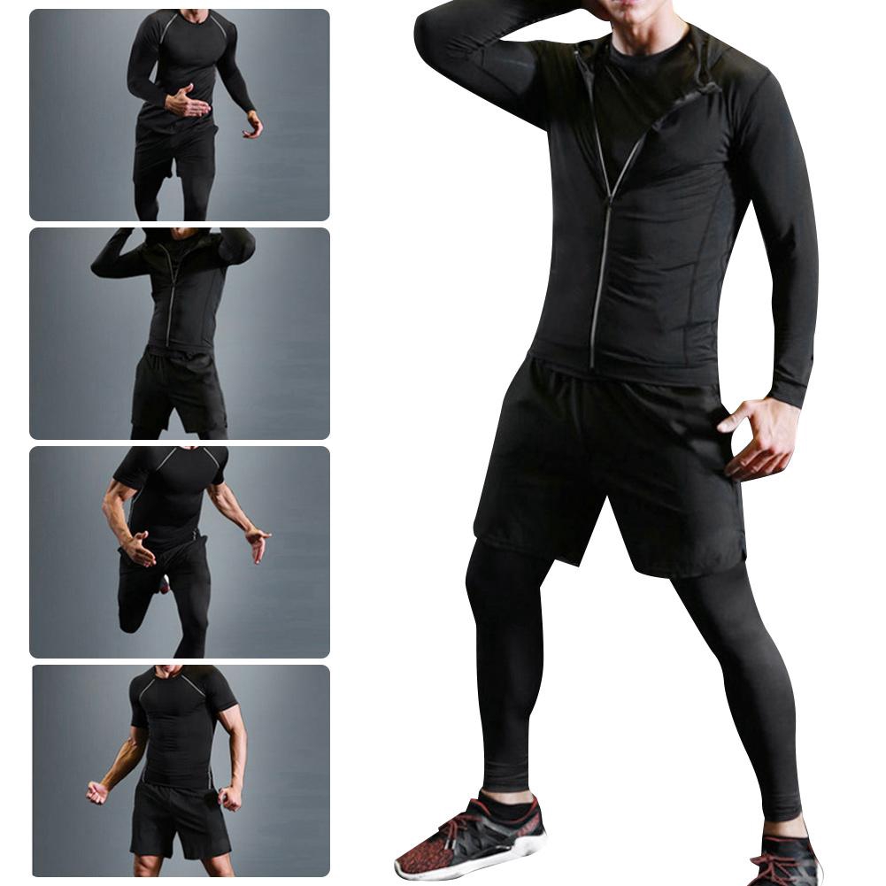 5Pcs Set Pakaian Olahraga Pria Elastis untuk Gym Yoga 5Pcs Set Pakaian Olahraga Pria Elastis untuk Gym Yoga