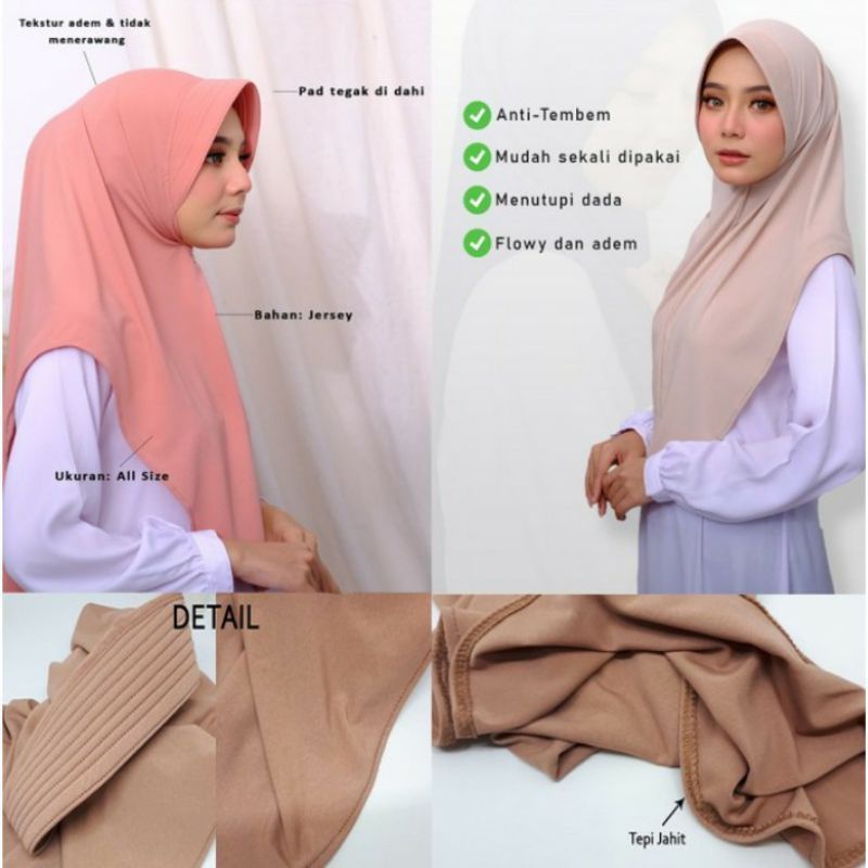 Bergo pinguin pet jersey/Jilbab khimar pinguin jersey/Hijab instan jersey