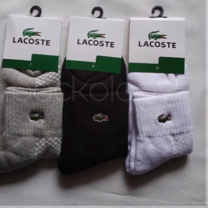 (min 3pcs @25.000) Kaos kaki Sport merk Lacoste 3/4 tebal (Premium Quality)